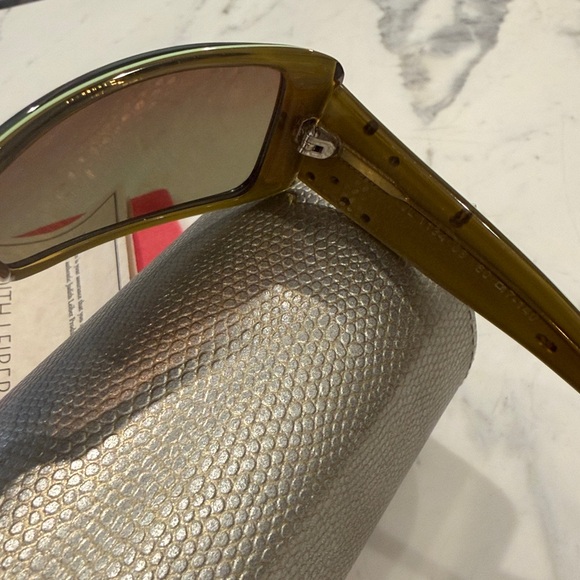 Judith Leiber Dark Green sunglasses with crystal embellishments.  Never worn. main image 8